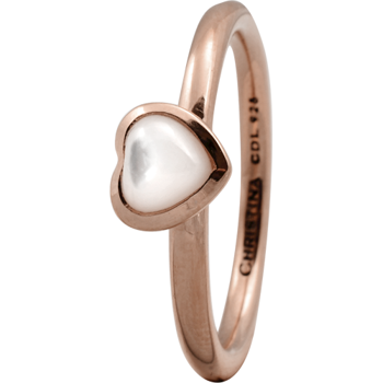 Christina Collect pink gold plated collector ring - Heart with mother of pearl - RING SIZE 49